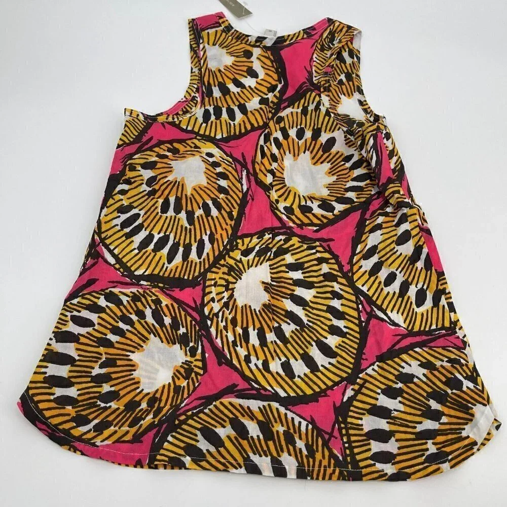 J Crew Tank Top 00 Womens Kiwi Pink Yellow Tank Top Casual Sleeveless New
